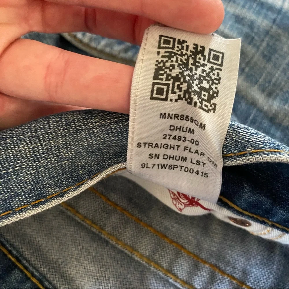 True Religion Jeans Men's 33 straight leg flap pocket blue Cotton